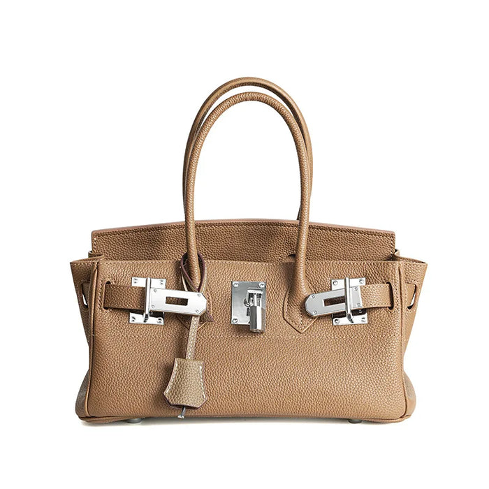 Le Tokyo, Firkin cuir coloris Noisette, sac à main en cuir grainé