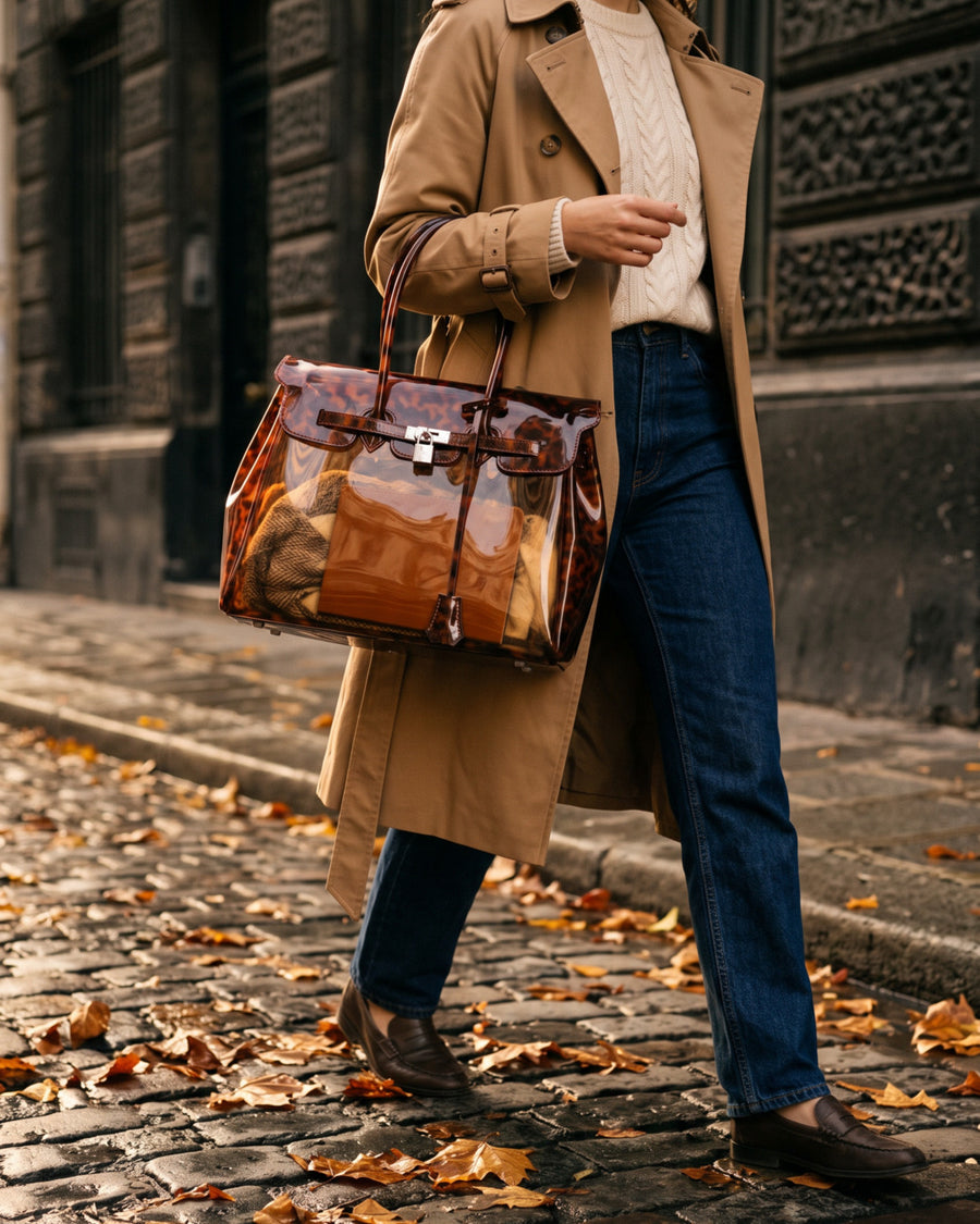 insta automne 1 sac cabas effet croco ecaille porte rue pavee