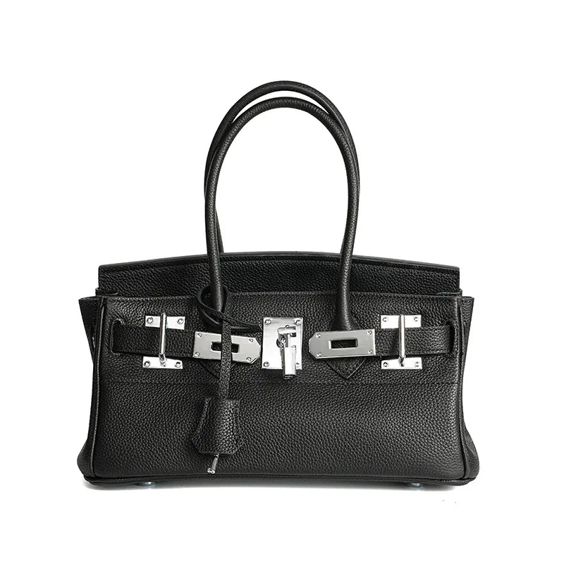 Le Tokyo, Firkin cuir coloris Noir, sac à main en cuir grainé