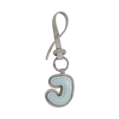 Charm lettre J effet cuir, duo de couleurs Ciel