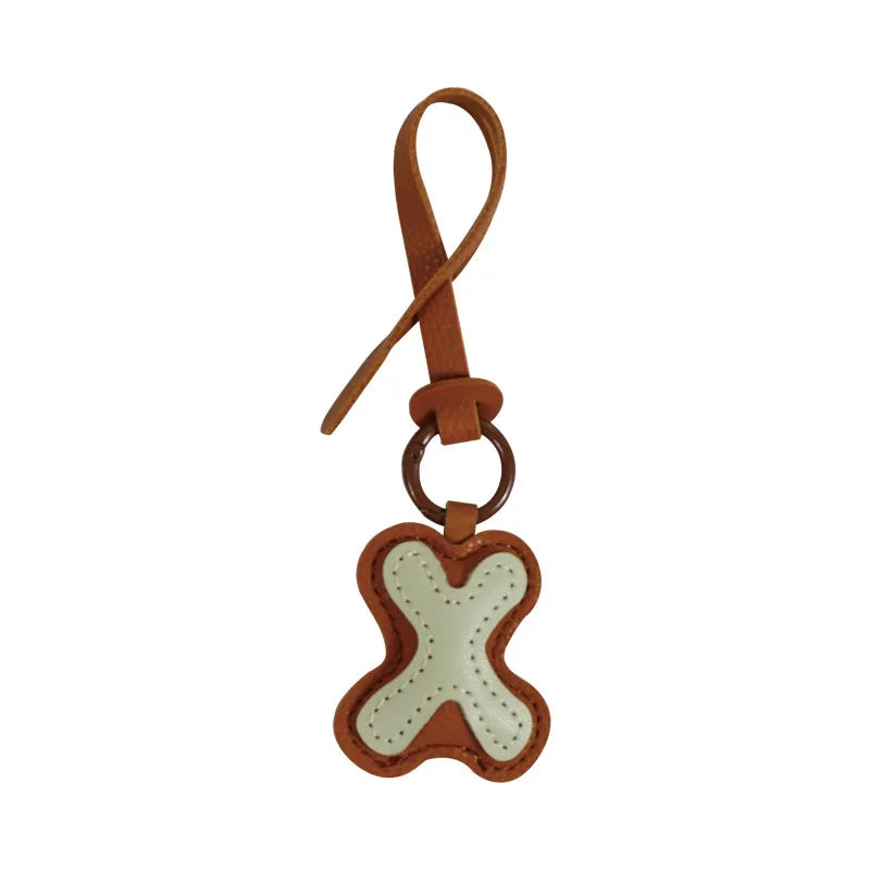 Charm lettre X effet cuir, duo de couleurs Vanille