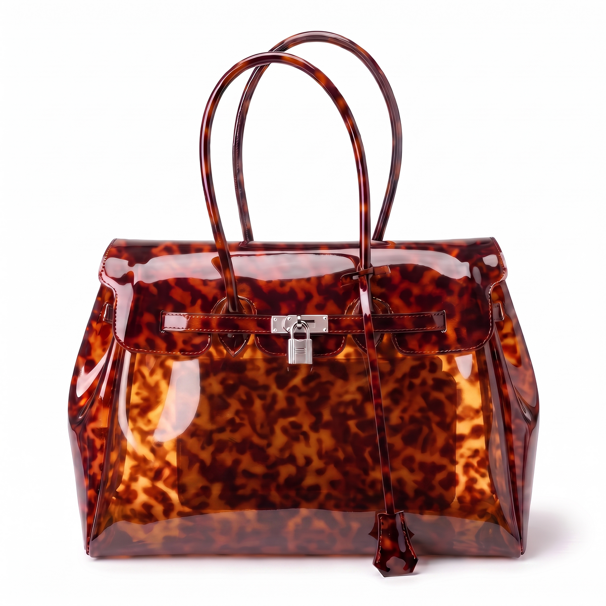 Sac Jelly Croco coloris Écaille, cabas semi transparent en TPU verni marbré