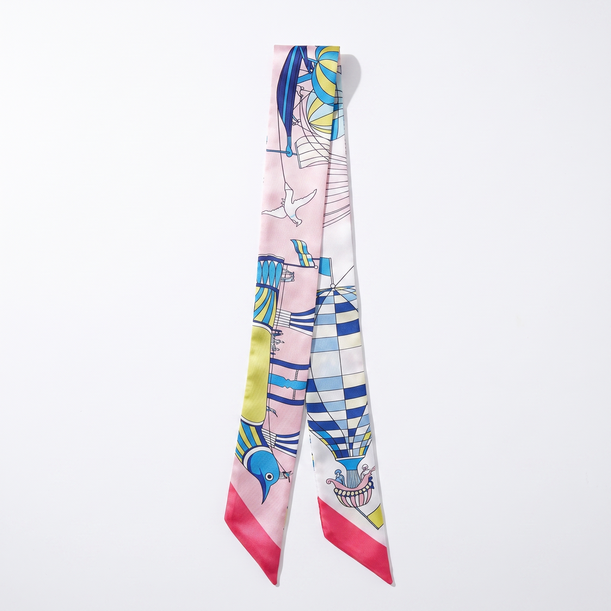 Foulard d anse en satin motif Yara, ruban a nouer sur l anse d un sac