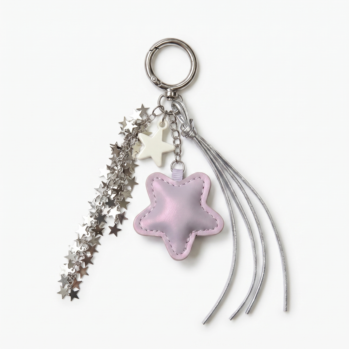 Charm étoile coloris Violet, breloque à cascade d'étoiles et pompon à franges
