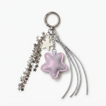 Charm étoile coloris Violet, breloque à cascade d'étoiles et pompon à franges