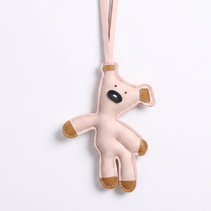 Charm ourson effet cuir coloris Rose, bijou de sac à suspendre à l'anse